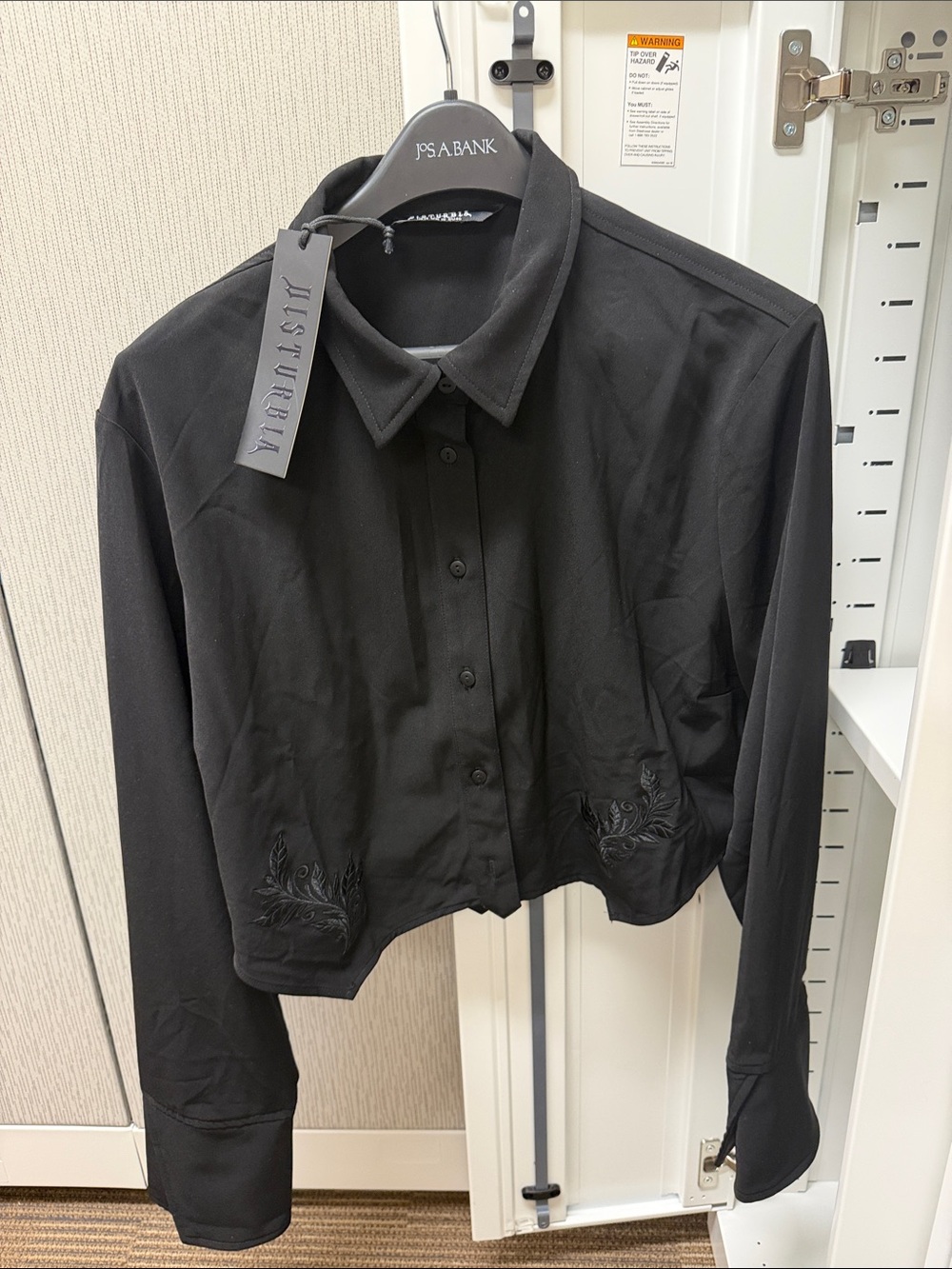 🖤 Disturbia Black Cropped Button-Down Shirt with Embroidered Hem 14 BNWT 🖤